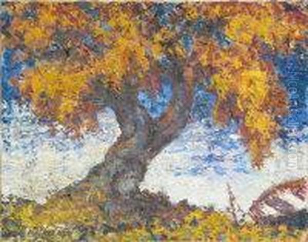 Riverside Tree, Autumn Oil Painting by John Mclaren Barclay