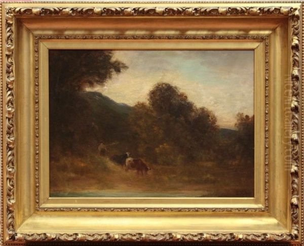 Landscape With Cows And Herder by Edward Rufus Hill