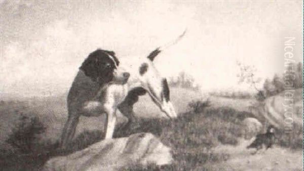 Pointer And Grouse Oil Painting by Howard L. Hill