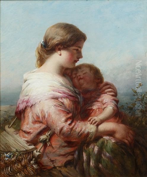 Motherhood Oil Painting by James John Hill