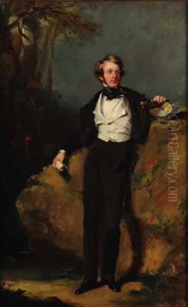 Portrait Of A Fashionable Young Oil Painting by James John Hill