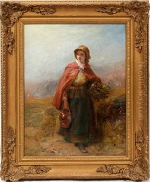 Harvest Girl Oil Painting by James John Hill