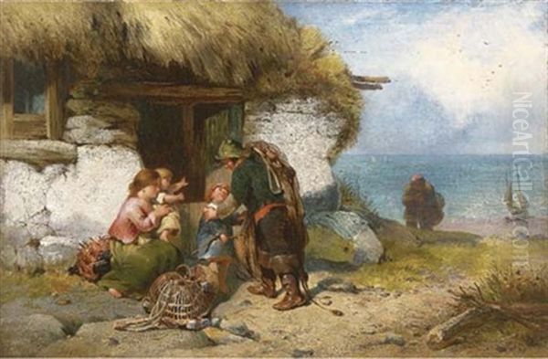 The Fisherman's Farewell Oil Painting by James John Hill