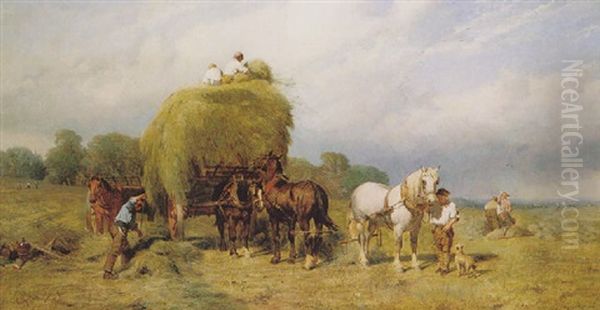 The Hayfield Oil Painting by James John Hill