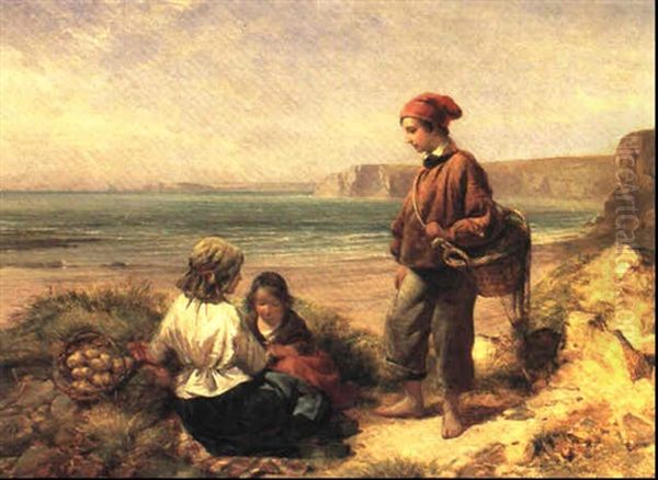 On The Beach Oil Painting by James John Hill