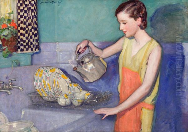 Washing The Dishes Oil Painting by Mcclelland Barclay