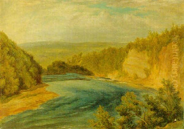 Below The Rapids, Hudson Oil Painting by John Henry Hill