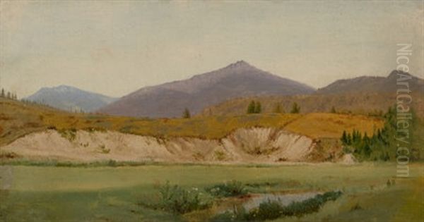 Landscape With Mountains Oil Painting by John William Hill