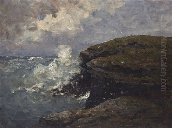 Cliffs Near Kilrush, Co Clare Oil Painting by Nathaniel, R.H.A. Hill