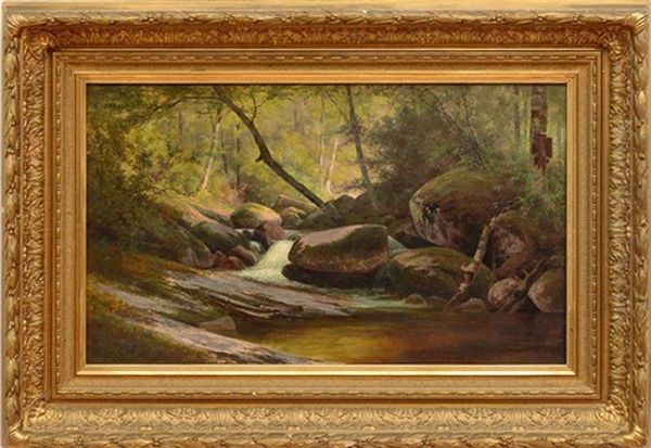 Woodland Stream Oil Painting by Edward Hill