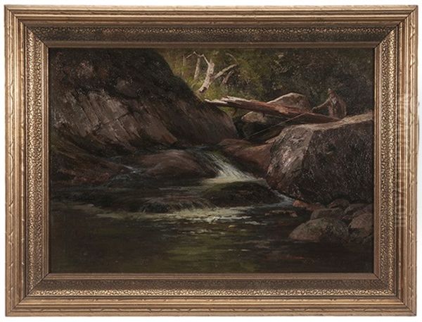 Fisherman At A Cascade Oil Painting by Edward Hill