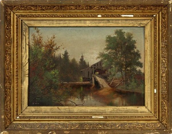 Landscape With Bridge Oil Painting by Edward Hill