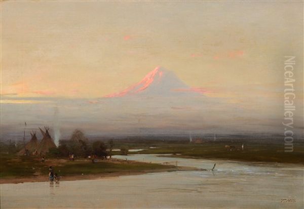 Morning, Mt. Tacoma (rainier) Oil Painting by Thomas Hill