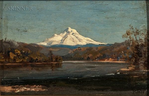 Mount Hood From The Junction Of The Columbia And Willamette Rivers Oil Painting by Thomas Hill