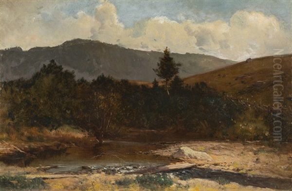 New Hampshire Landscape With Stream Oil Painting by Thomas Hill