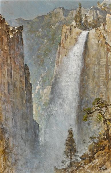 A Waterfall In The Sierras Oil Painting by Thomas Hill