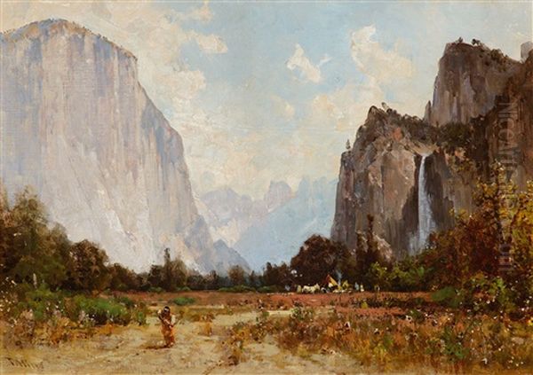 Indian Camp In Yosemite Valley Oil Painting by Thomas Hill