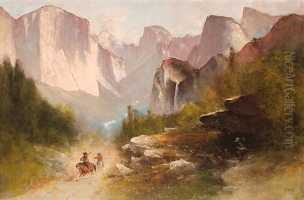 In The Gorge - Yosemite Oil Painting by Thomas Hill