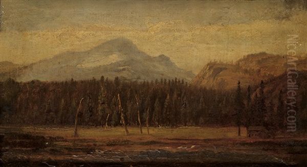 Landscape With A Frontier House Oil Painting by Thomas Hill