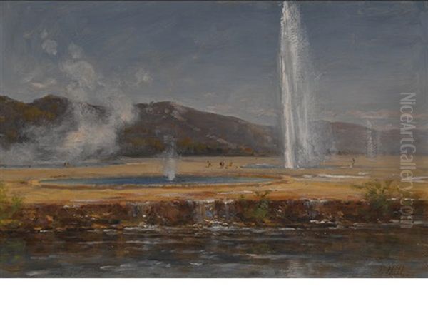 Old Faithful, Yellowstone Oil Painting by Thomas Hill