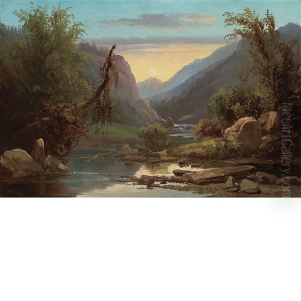 Mountainous Landscape Oil Painting by Thomas Hill