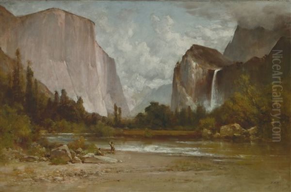 Indians Fishing In Yosemite by Thomas Hill