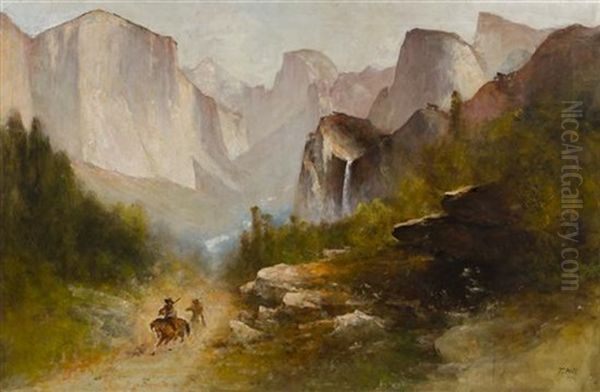 In The Gorge - Yosemite Oil Painting by Thomas Hill