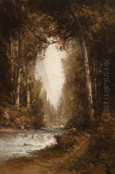 Yosemite Fisherman Oil Painting by Thomas Hill