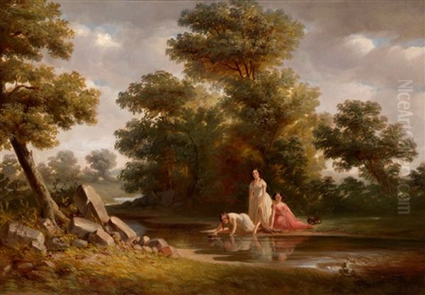 By The Stream Oil Painting by Thomas Hill