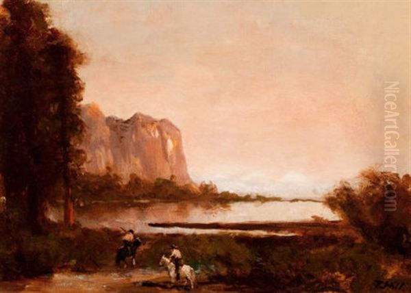 Landscape With Two Indians Oil Painting by Thomas Hill