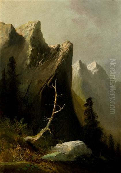 Indian Rock, Blue Mountains Oil Painting by Thomas Hill