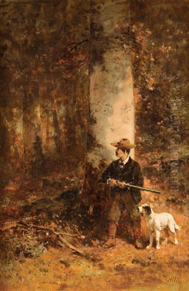 A Hunting Scene Oil Painting by Thomas Hill