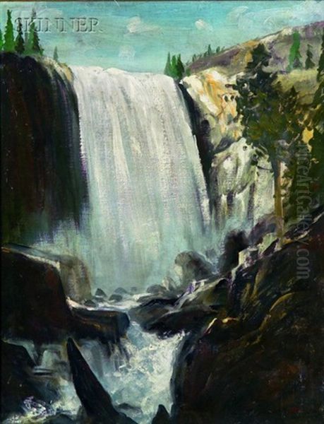 Waterfall Oil Painting by Thomas Hill