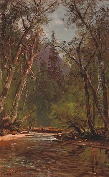 Wooded Glen Oil Painting by Thomas Hill