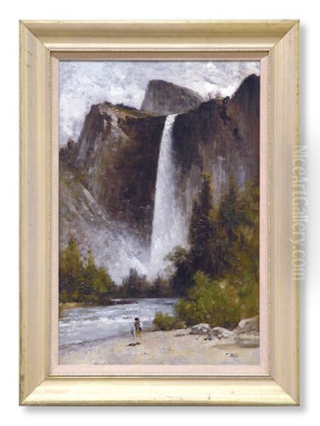 At The Foot Of Bridal Veil Falls, Yosemite Valley by Thomas Hill