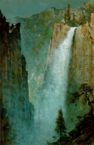 A Waterfall In The Sierras Oil Painting by Thomas Hill