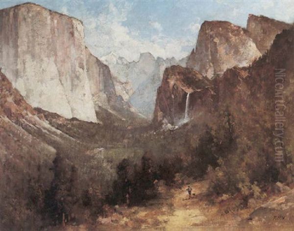 A View Of The Yosemite Valley Oil Painting by Thomas Hill