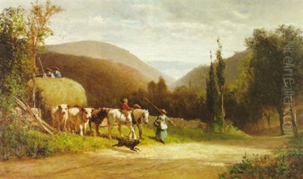 Return From The Hayfield Oil Painting by Thomas Hill