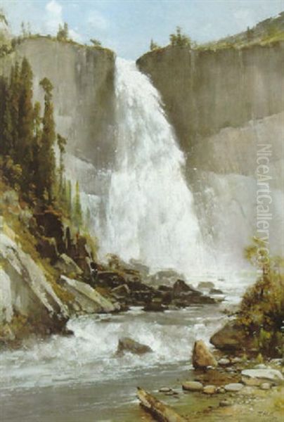 Nevada Falls, Yosemite Oil Painting by Thomas Hill