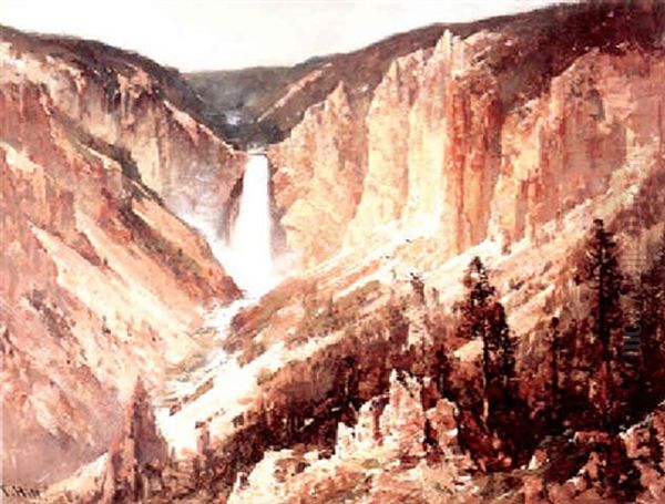 Yellowstone Falls Oil Painting by Thomas Hill