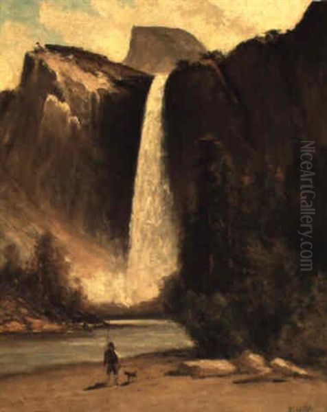 Bridle Veil Falls Oil Painting by Thomas Hill