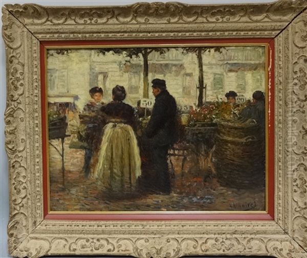 Scene De Marche Sur Les Grands Boulevards A Paris Oil Painting by Anatole Eugene Hillairet