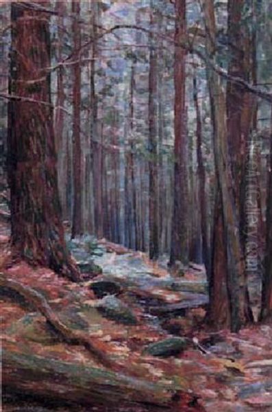 Forest Interior Oil Painting by Henrik Hillbom