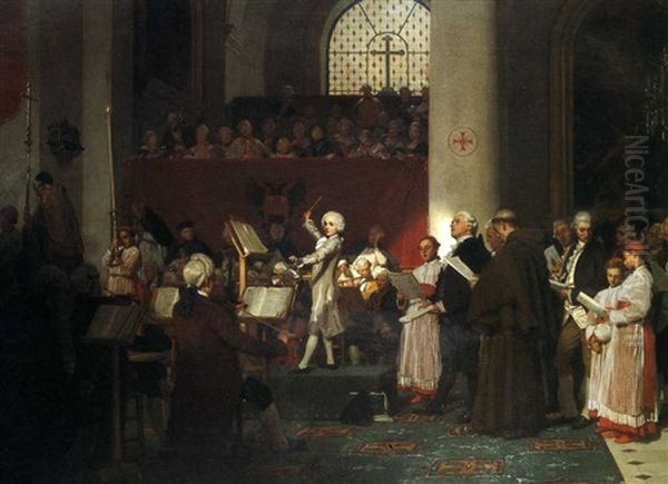 Le Jeune Mozart (in Collab. With Artist's Studio) Oil Painting by Eugene Ernest Hillemacher