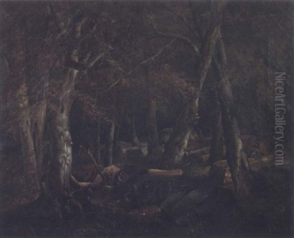 Civil War Skirmish In The Forest Oil Painting by John Francis Edward Hillen