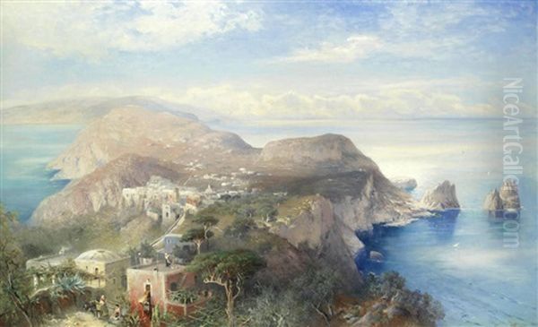 A Panorama Of Capri Oil Painting by Heinrich Hiller