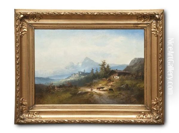 Das Salzburger Gebirgsumland Mit Blick Auf Die Wallfahrtsstatte Maria Plain Oil Painting by Heinrich Hiller