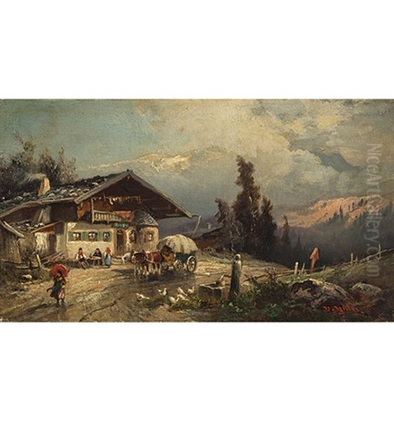 Hiller Oil Painting by Heinrich Hiller