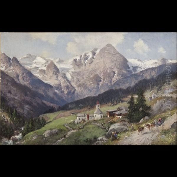 Trafoi Oil Painting by Heinrich Hiller