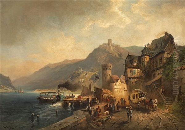 Cochem An Der Mosel Oil Painting by Heinrich Hiller